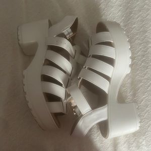 White strappy shoes